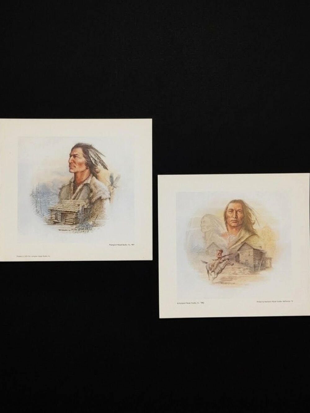 Set of 2 Ben Hampton Original Indian Prints The Raven / Hiskyteehee Five Killer